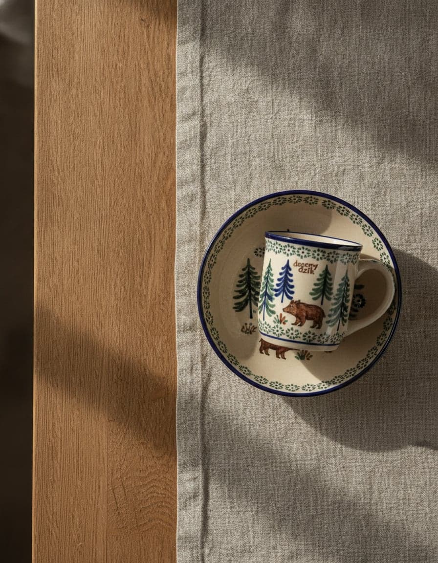 Pieces in the “Mama and 3 Little Bears” pattern, set on a table